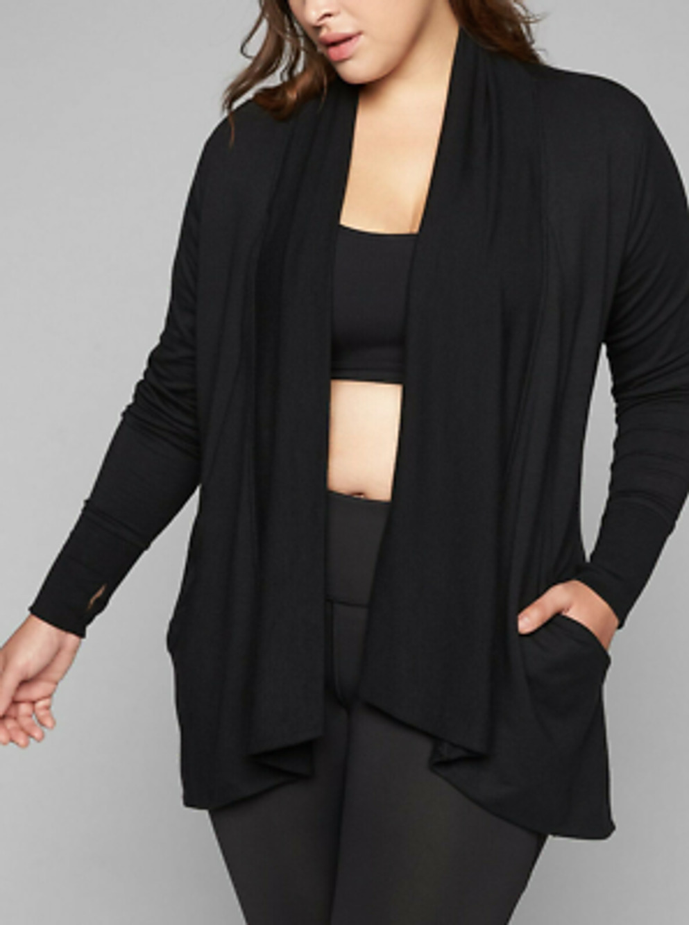 Athleta Black Pranayama Open Front Cocoon Cardigan Size 2x